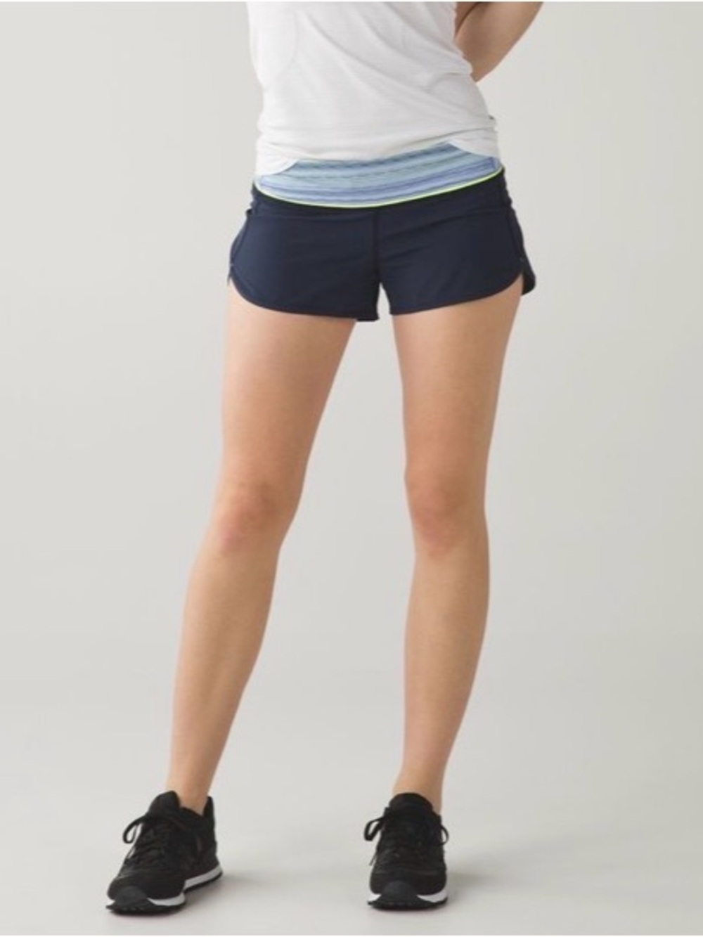 Lululemon Speed Short 4-Way Stretch Size 8 Inkwell Blue Neon Running Shorts